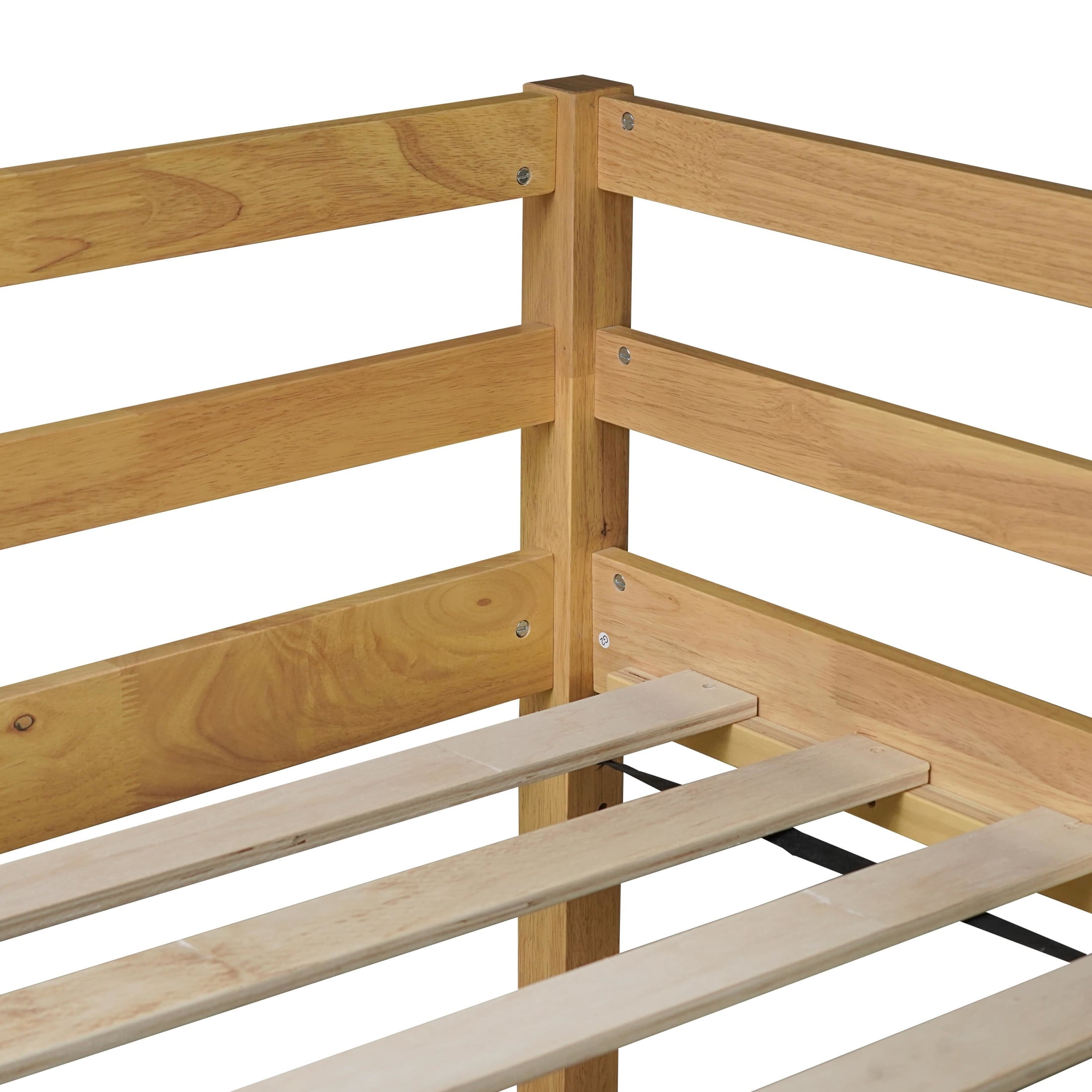 Noble House Modern Tilda Twin Loft Bed, Solid Rubber Wood Frame with Ladder, Spacious Under for Kids, Natural