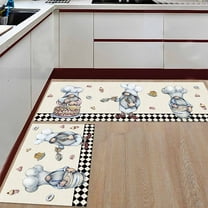 2 Piece Absorbent Kitchen Rugs and Mats Kitchen Chef Gnome Dessert Kitchen Mats for Floor, Anti Fatigue Mats Comfort Standing Mats for Kitchen Floor