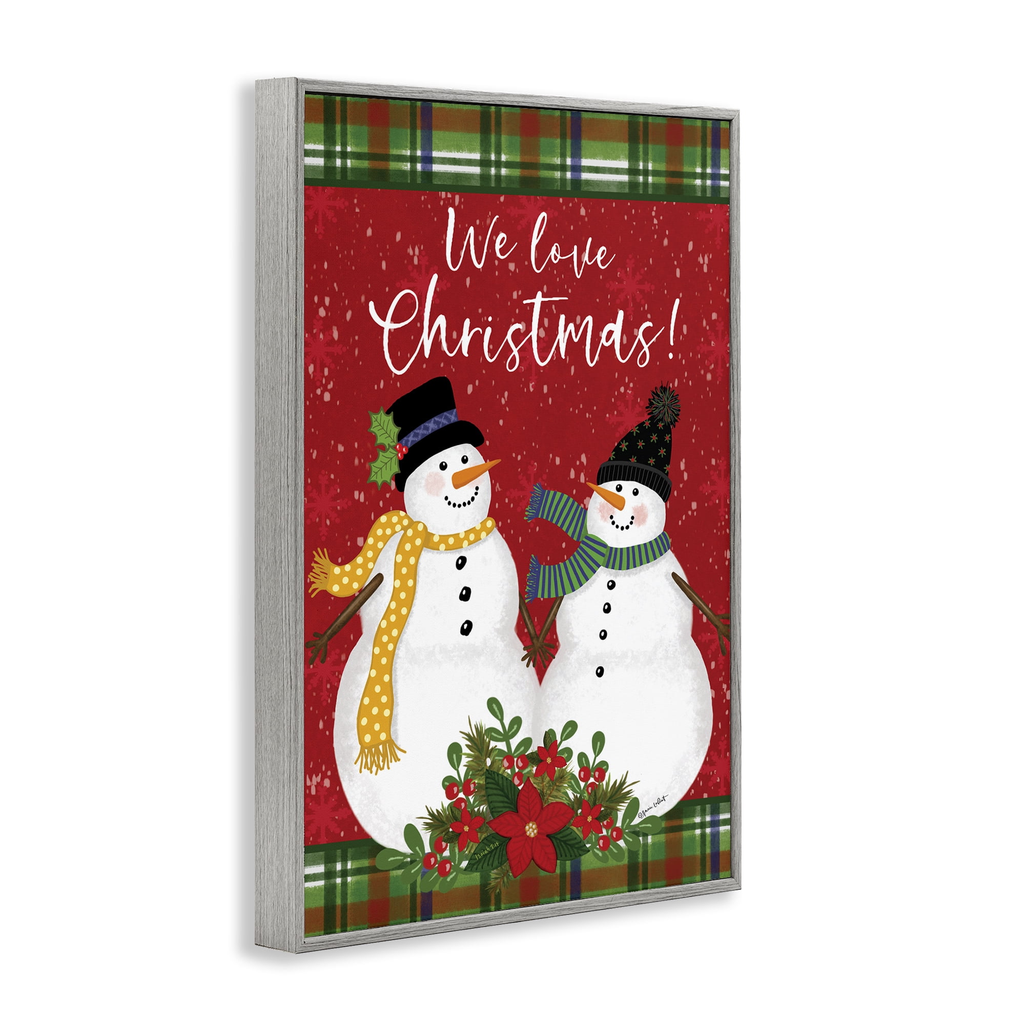 Stupell Industries We Love Christmas Holiday Painting Gray Framed Art Print Wall Art, 12 x 18