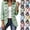 Green, variant on Ruffled Plaid Cardigan Jackets Womens Classic Long Sleeve Lapel Collared Flared Hem Button Decoration Blazer Coats Fall Winter Trendy Business Casual Outerwear Open Front Coat Hot Pink L