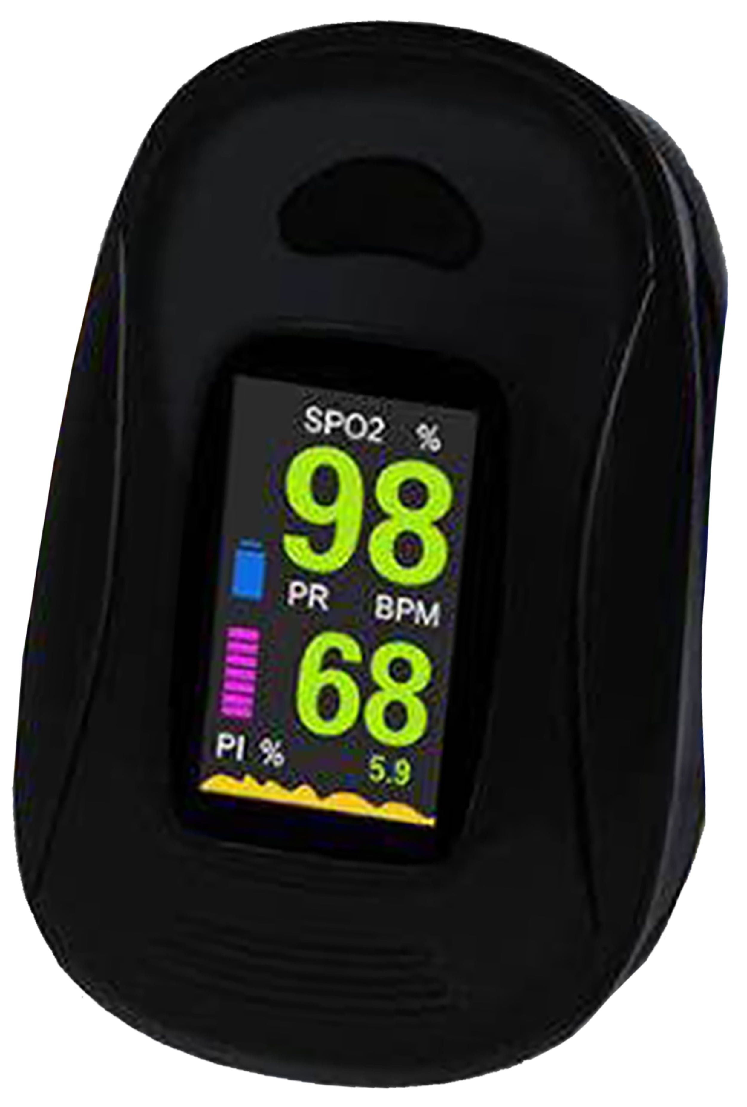 BLACK Fingertip Pulse Oximeter Blood Oxygen Saturation Monitor