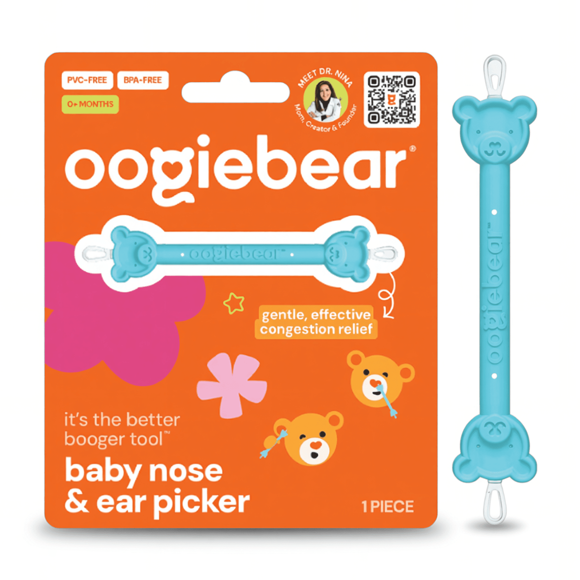 Oogiebear Newborn and Infant Nose and Ear Cleaning Tool - Dual Snot and Ear Wax Remover