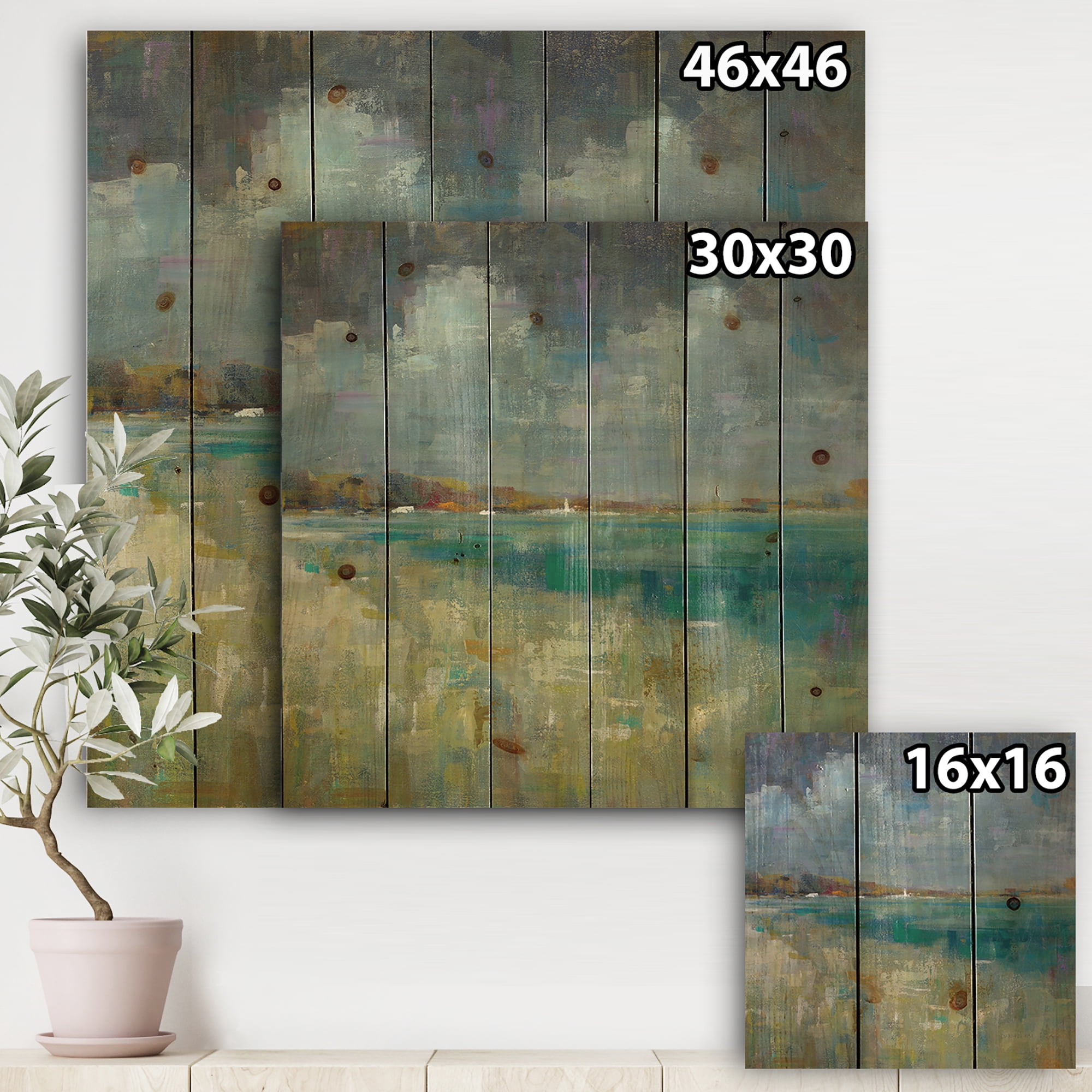 Designart 'Sky and Sea' Nautical & Coastal Print on Natural Pine Wood