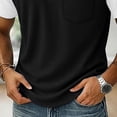 thumbnail image 5 of Mens Summer Waffle Knit Shirts Henley Button Casual Loose Fit T Shirt Fashion Lightweight Breathable Color Block Blouse Tops with Pocket, 5 of 6