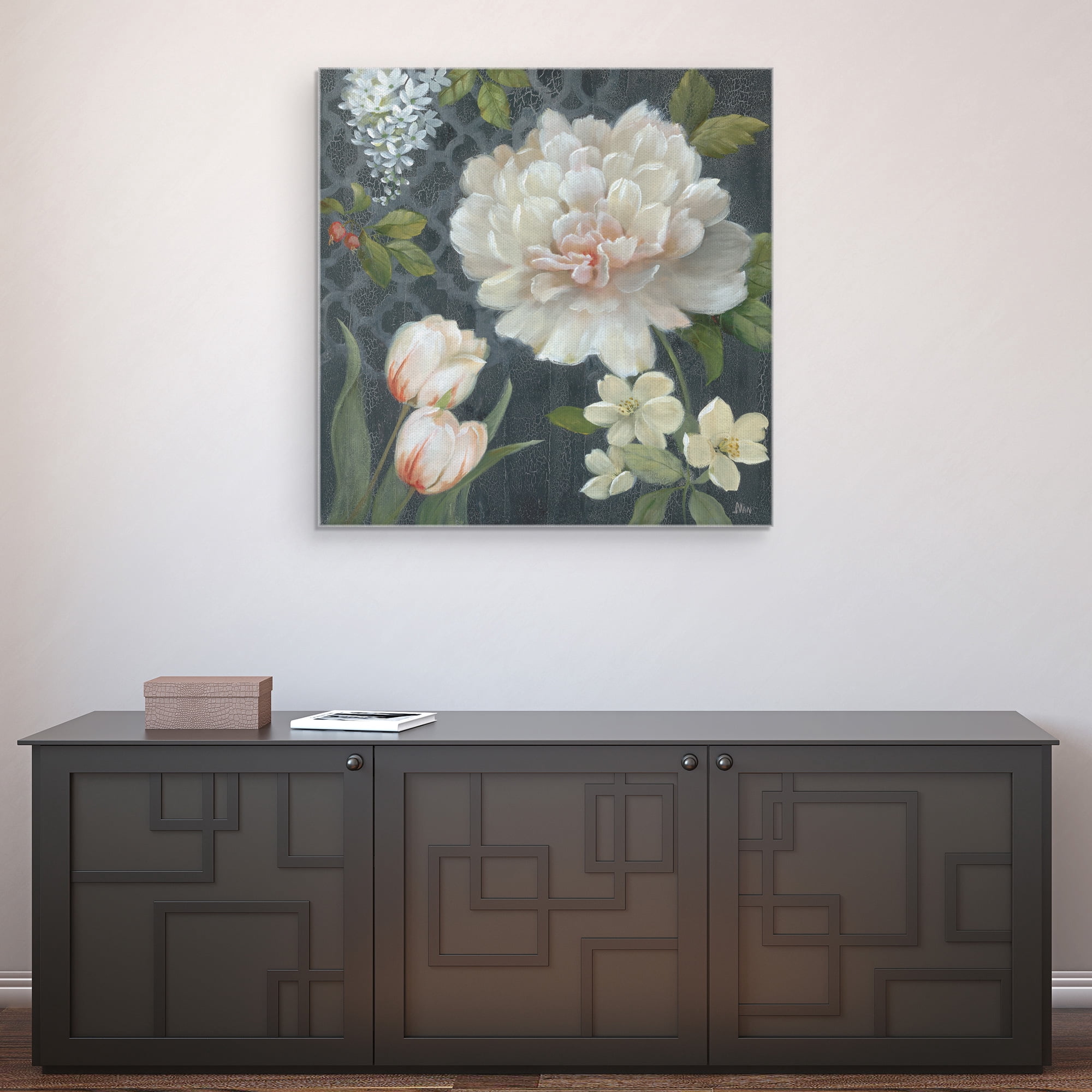 Masterpiece Art Gallery Midnight Garden II by Nan Floral Canvas Art Print 30" x 30"