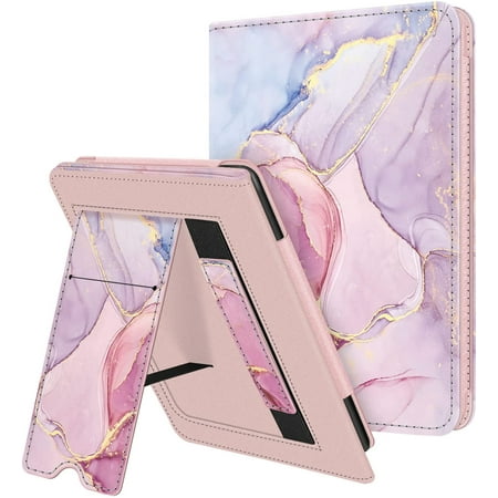 Fintie Stand Case for 6.8" Kindle Paperwhite (11th Generation 2021) and Kindle Paperwhite Signature Edition - Premium PU Leather Sleeve Cover with Card Slot and Hand Strap, Glittering Marble