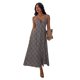 thumbnail image 3 of Vestido casual con cuello en V profundo para mujer, vestido largo con estampado floral sin espalda y abertura para fiesta en la playa, negro, L, 3 of 6