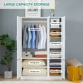 thumbnail image 6 of Wirrytor 6 Doors Armoire Wardrobe, Storage Cabinet Wood, 8 Shelves Metal Handles for Tall Cabinet Closet Large Capacity Armoire Wardrobe Closet with Hanging Rod, White, 6 of 12