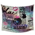 thumbnail image 1 of Tapiz para colgar en la pared con música blues, diseño retro, 100% poliéster, 1 of 1
