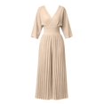 thumbnail image 7 of Edvintorg Women Jumpsuit Lightweight 3/4 Sleeve V Neck Casual Flowy Romper with Wide Leg Pant One Piece Womens Trendy Clothes S-2XL Beige, 7 of 7