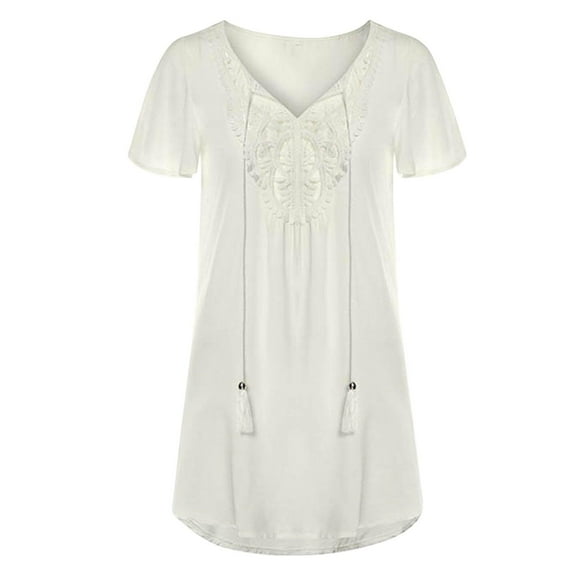 KDFJPTH Women's Cover Up White Beach Dress Coverup S