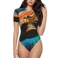 thumbnail image 1 of Balery Colorful Flower Sea Turtle Body de cuello redondo de manga corta para mujer Tops de manga corta Tops básicos-Medium, 1 of 7