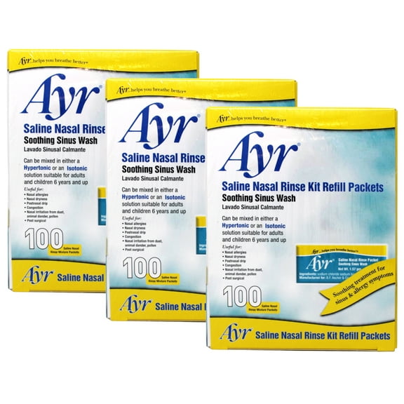 Ayr Sinus Rinse Kit Refill Packets - 100 Packs, 3 Pack