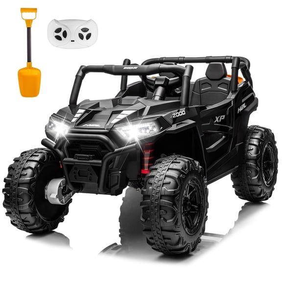 FestiveGlow 24V Kids Ride on Car Truck,2 Seater Kids Electric Car with Remote Control,4WD Toddler Ride on Car with 110lb Weight Capacity,Black