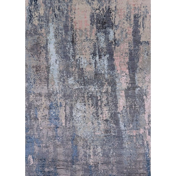 Ahgly Company Indoor Rectangle Mid-Century Modern Dark Gray Oriental Area Rugs, 7' x 9'