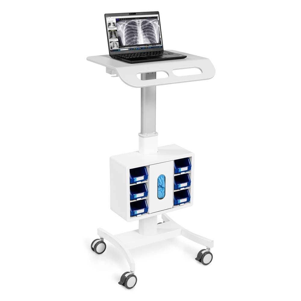 Luxor Vitalize Adjustable Height Laptop Cart with Storage