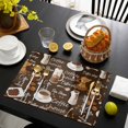 thumbnail image 3 of Coffee Placemats Set of 6, Brown Retro Coffee Theme Beans Latte Tea Cup Placemats for Dining Table, Place Mats for Kitchen Tabletop, Waterproof Wipeable Dining Table Mats Set, 3 of 9