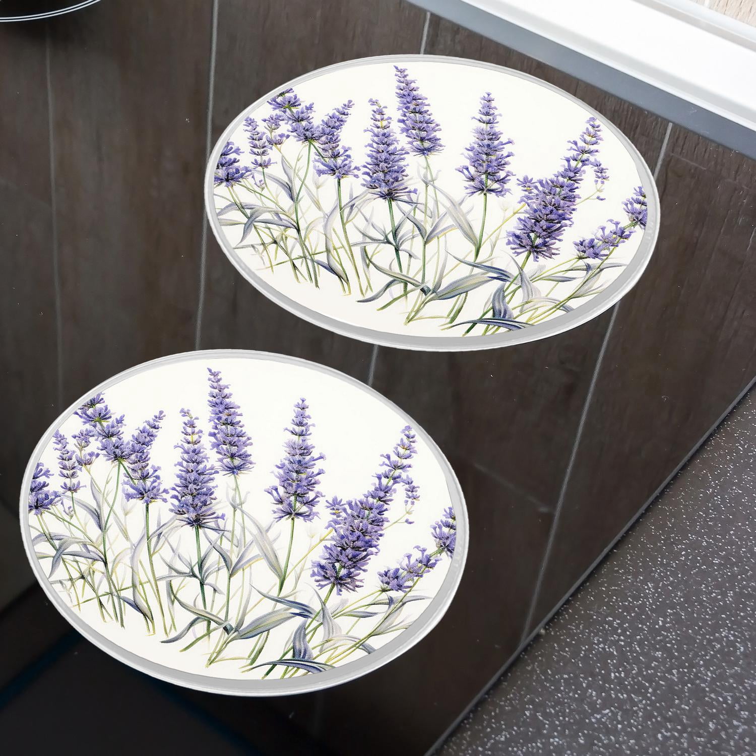 Stove Burner Covers 4 Pcs for Decorative Gas Stove Burner Cover 8Inch And 10Inch ,Lavender Flower Watercolor White pattern