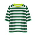 thumbnail image 3 of Women's 3/4 Sleeve Tops 2026 Trendy Striped Color Block Crew Neck Shirts Dressy Casual Loose Fit Basic Blouses, 3 of 4