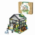 thumbnail image 3 of Micro Blocks Building Set - Miniature Panda Cafe with Glowing Effect, 500+ Pieces Tiny Coffee Shop Model Kit with Bicycle, DIY Construction Toys for Adults Kids, Kawaii Desk Decoration, 3 of 8