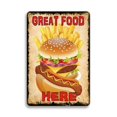 thumbnail image 3 of Letreros de hojalata de metal con hamburguesas frescas de Hot Dog, carteles vintage de barbacoa, decoración de pared para el hogar, cocina, pintura de placa de hierro, placas de tienda de comida rápid, 3 of 5