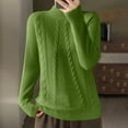 thumbnail image 2 of Womens Cable Knit Sweaters Oversized Mock Neck Long Sleeve Tops Fall Casual Loose Solid Color Pullover Shirts (Green M), 2 of 3