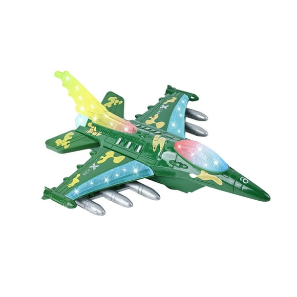 Bunblic Simulation Plane Toys Aircraft Toy with Lights and Music Portable Electric Aircraft Toys for Boys Girls 3 4 5 6 7 8 Year Old Green