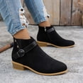 thumbnail image 5 of UTTOASFAY Ladies Fashion Shoes Street Style Belt Buckle Boots Trendy Cool Fall Winter Thick Heel Comfortable Black, 5 of 5