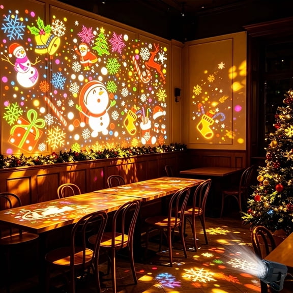 USB Christmas Projection Light, Dynamic Snowflake & Xmas Pattern Projector Lamp, Indoor Seasonal Holiday Lighting, Festive Decor Light, Ideal Christmas Gift for Home Party Wall Ceiling Decoration