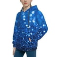 thumbnail image 2 of Pofeuu A Blue Glitter Print Kids Pullover Hoodies Warm Thick Hooded Sweatshirt with Packet for Boys Girls-Large, 2 of 6