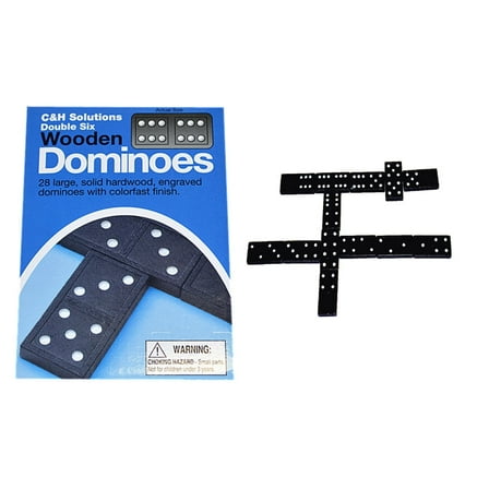 Double 6 Dominoes Black With White Dots Wooden Dominoes 28 PCS