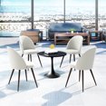 thumbnail image 2 of Homy Casa Modern 2-Pack Accent Chair Set, Armless Round Back, Beige Fabric Upholstered, 2 of 9