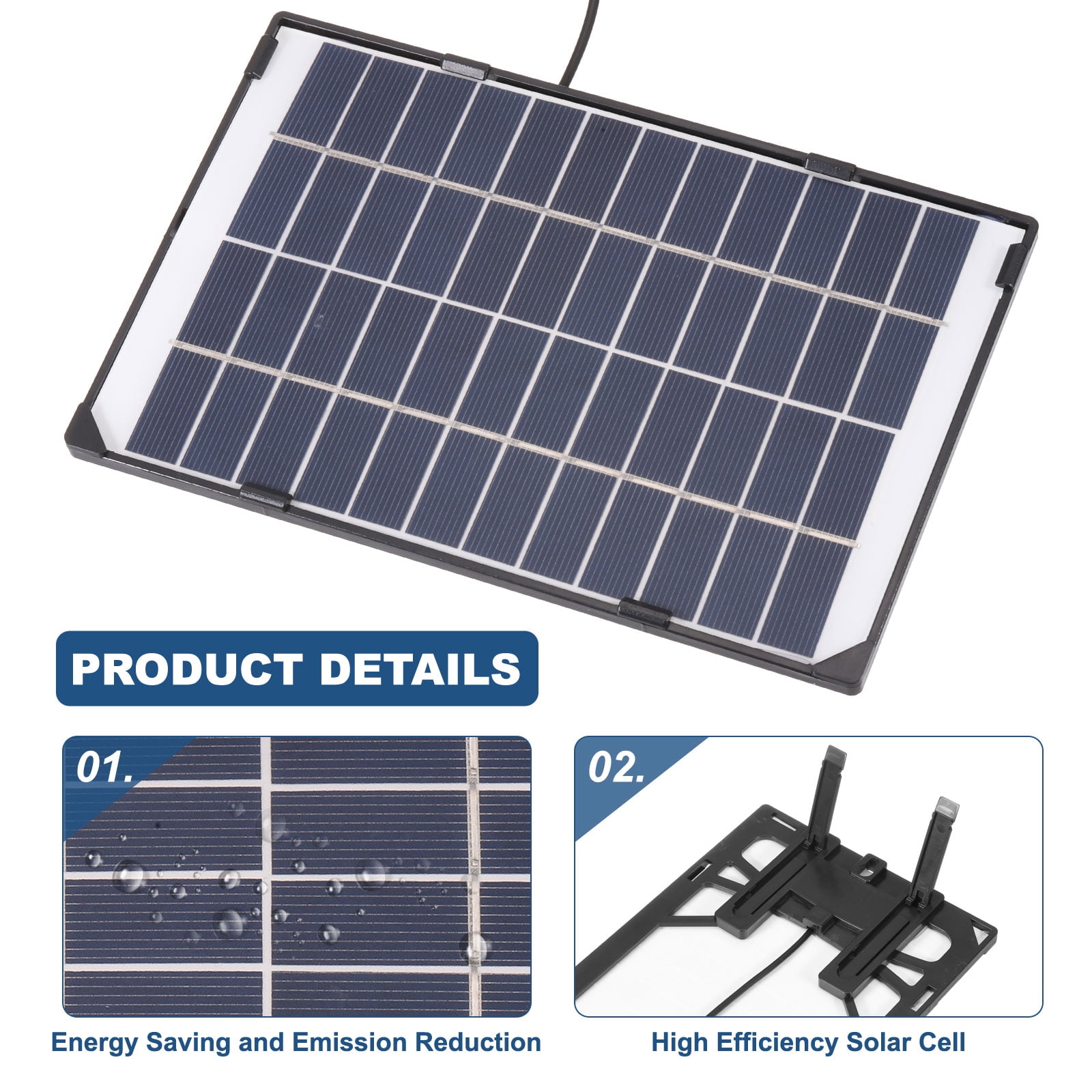 12V 6W 0.5A Solar Panels for Security Camera, 3.2m Wire DC 5521 Output Solar Panel for Charge Home Garden Lamp Street Light
