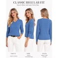 thumbnail image 2 of QUALFORT Women’s V-Neck Cable Knit Sweater, Lightweight Long Sleeve Pullover, Blue, Size XL, 2 of 7