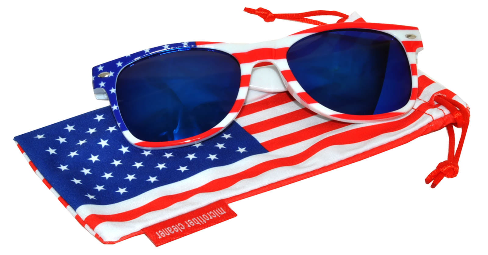 Classic American Patriot Sunglasses USA American Flag Frame Yellow Mirror Lens OWL