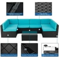 thumbnail image 3 of Danrelax 7 Pc Outdoor Patio Sectional Set, Blue and Black Steel with Cushions, 3 of 8
