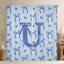 Castle Fairy Teens Children Bow Knot Personalized Initial U Curtains Pack Of 2 (42X84 Each),Dreamy Princess Curtains Blackout,Love Heart Print Bedroom Curtains,Breathable Home Decor