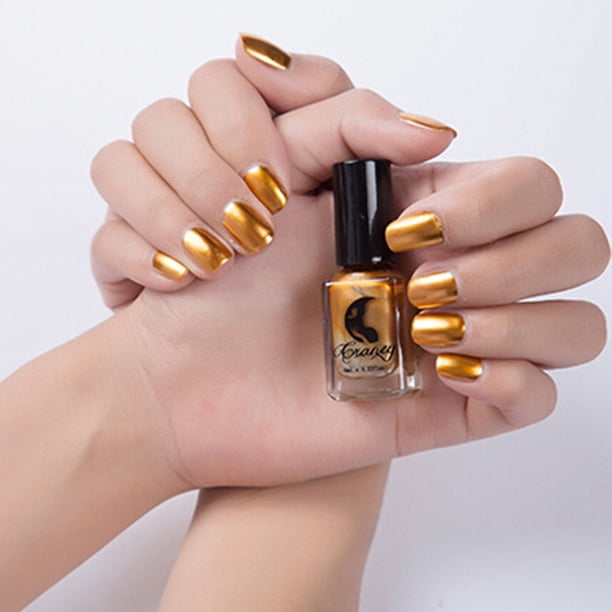 Esmalte de uñas, Regalos para mujeres, Esmalte de uñas espejo, Pasta de baño, Color metal, Acero inoxidable, 6 ml, Acero inoxidable