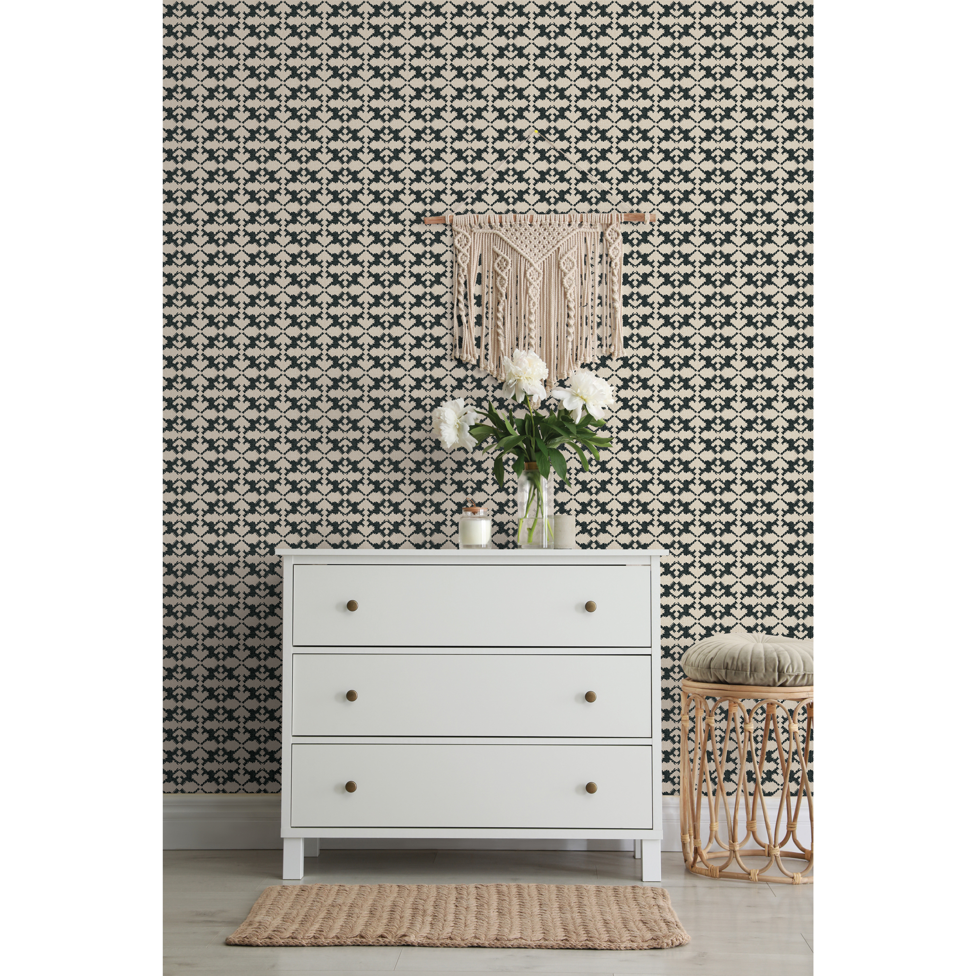 Better Homes & Gardens Black Gray Arcos Geo Geometric Peel and Stick Wallpaper, 20.5" x 18'