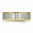 thumbnail image 4 of Stainless Steel Polished Yellow IP CZ Grooved Comfort Back Ring 7 Size, 4 of 7