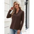 thumbnail image 4 of Zeagoo V Neck Blouse for Women Casual Dressy Basic Tops Soft Solid Long Sleeves Shirts Trendy Fall Tops, 4 of 8
