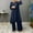 Blue, variant on Women's 2 Sets Long Sleeve Button Down Shirt And Pants Abaya Casual Dress Dubai Outfits Women Suites for Work Womens Summer Work Suits Womens Petite Pant Suits Business Suit Women Suits Tuxedo for