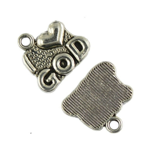 50pcs De Tibet De La Vendimia Amo A Los Encantos Del Corazón De La Joyería Del Dios Perfecl Color Plata Tibet