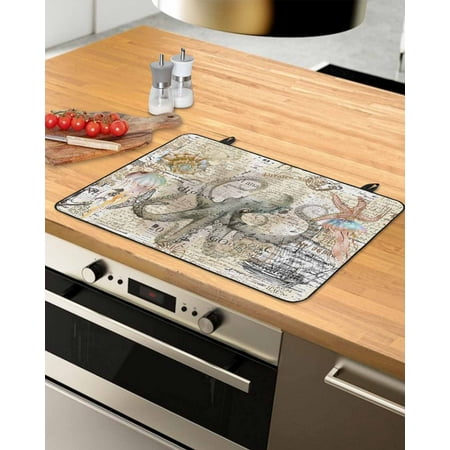 

Coastal Octopus Stove Top Covers for Electric Stove Heat Insulation Fireproof Glass Cooktop Cover Counter Top Glass Stove Cover for Prevent Scratches 31 x24 Vintage Nautical Summer Beach Starfish