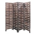 thumbnail image 2 of 4 Panel Wooden Room Divider with Horizontal Planks, Brown - Saltoro Sherpi, 2 of 6