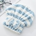 thumbnail image 5 of Viflosae Coral Velvet Bow Tie Hair Dryer Cap Microfiber Absorbent Quick Drying Head Wrap Towel Drying Towel Striped Princess Shower Cap Cheap Stuff Gifts Under 5 Dollar Items, 5 of 6