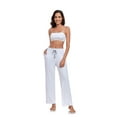 thumbnail image 6 of EA'S SECRET Womens Bamboo Pajamas Pants Lightweight Ruffled Waist Sweatpants Wide Leg Pajama Lounge Pants with Pockets (White,M), 6 of 8