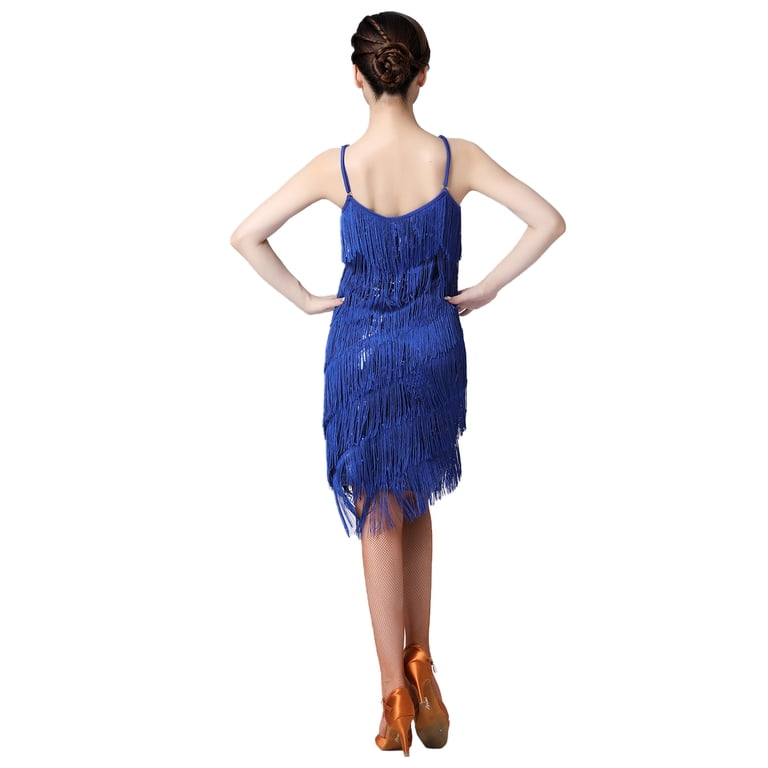 IBTOM CASTLE Women's Flapper Dress 1920s Sequin Tassel Latin Party Cocktail  Dress Ballroom Dance Costume Vintage Fringe Dress 3XL Royal Blue -  Walmart.com