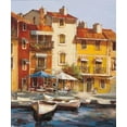 thumbnail image 2 of Heighton, Brent 26x30 Black Ornate Wood Framed with Double Matting Museum Art Print Titled - Mediterranean Waterfront II, 2 of 4