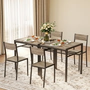 Aiho Dining Table Set for 2, 3 Piece Compact Kitchen Table Set with 2 Chairs & Storage Shelf for Small Space, Gray